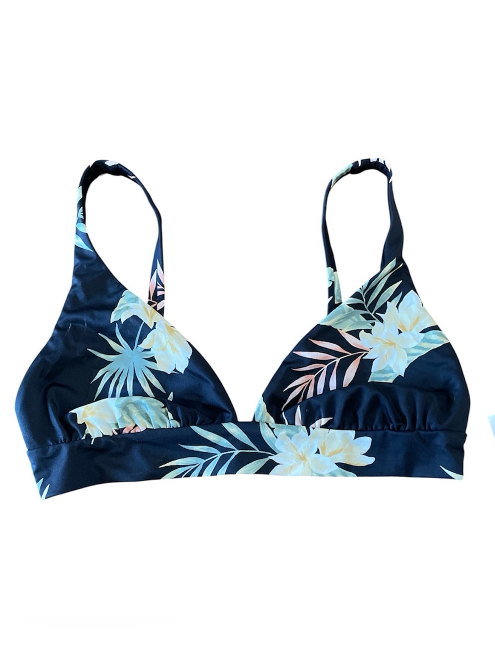 Billabong Black Floral Triangle Bikini Top Size Medium New with Tags